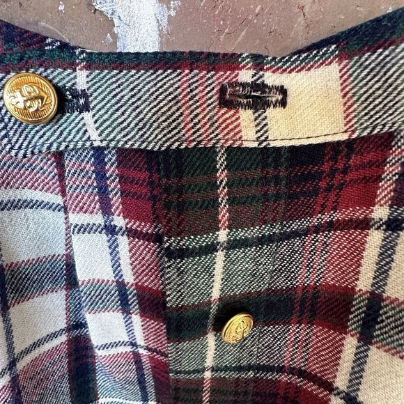 VTG JG Hook Womens Size 4 Midi Skirt Wool Tartan Plaid Brass Buttons Waist 24" - Picture 5 of 12